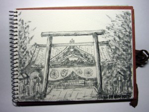 靖国神社水彩画